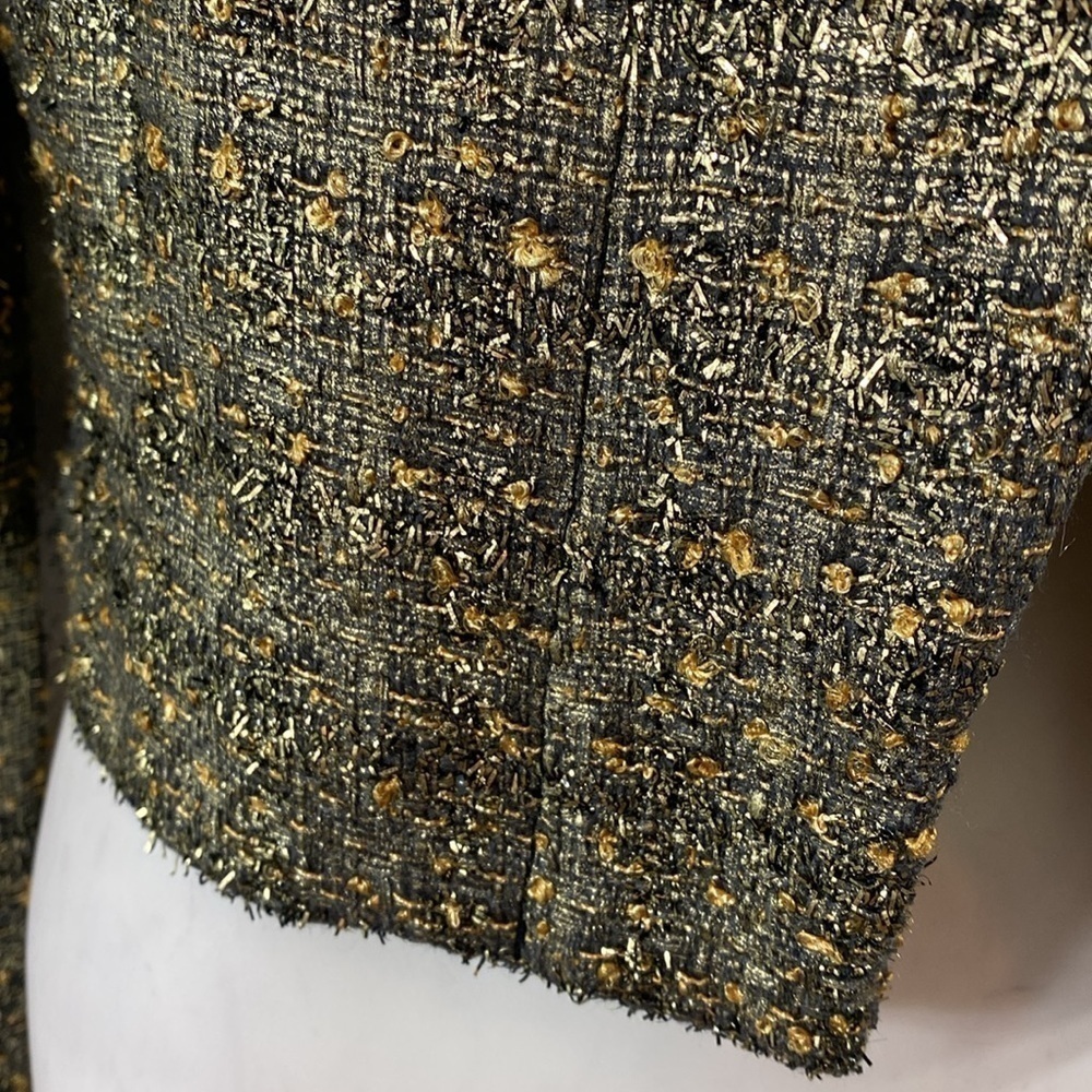 Xoxo metallic gold black tweed crop blazer Large L - Picture 13 of 13